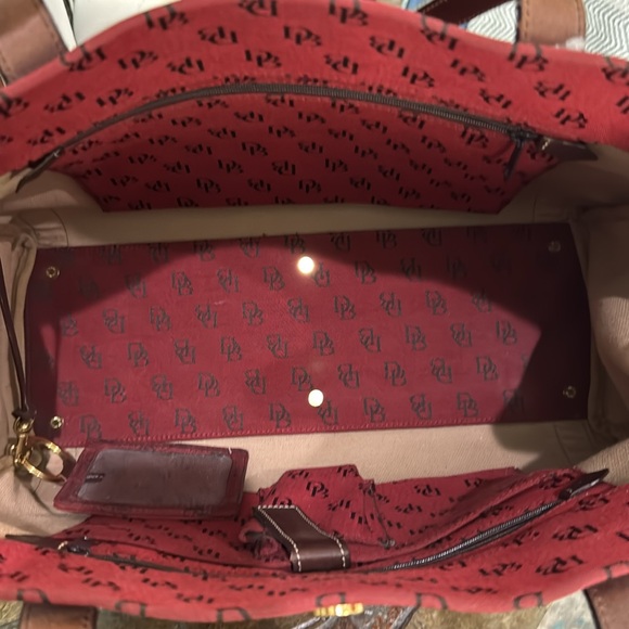 Dooney & Bourke Red Monogram Canvas Tote Bag - Picture 10 of 14